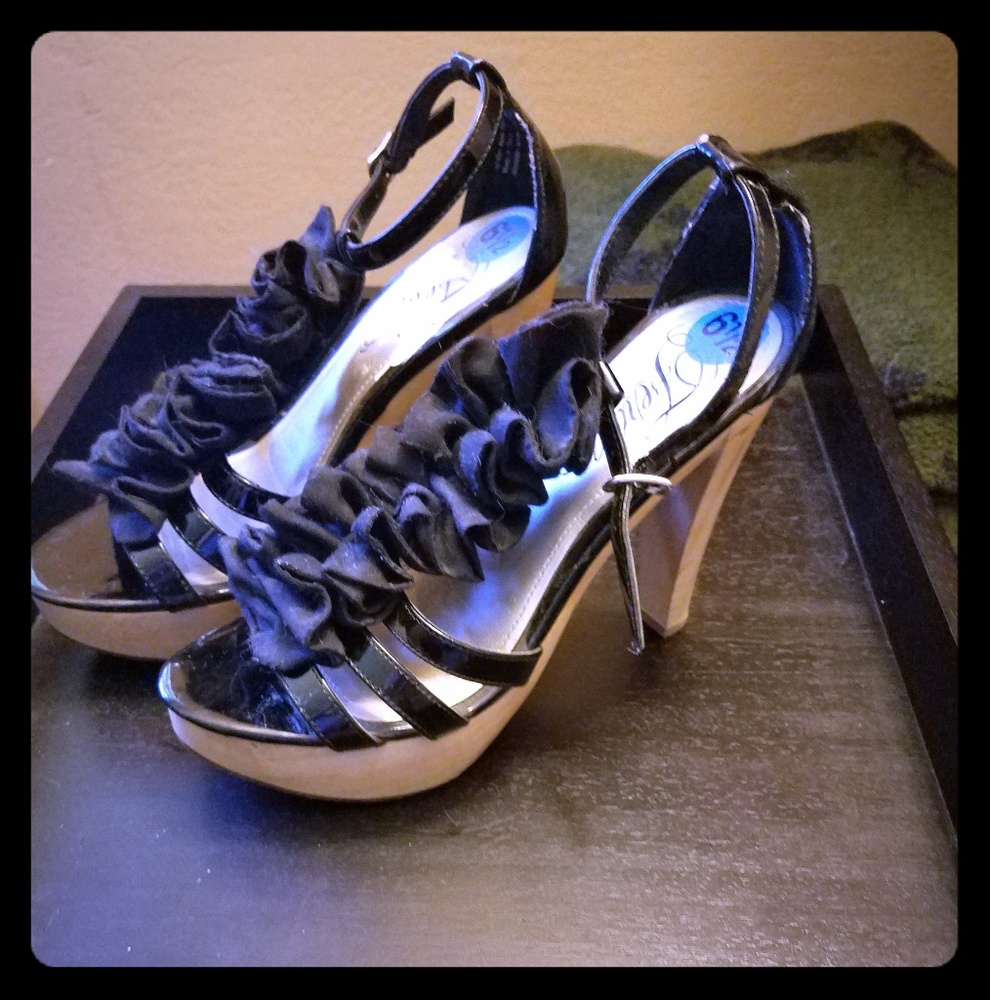 Black platform high heels